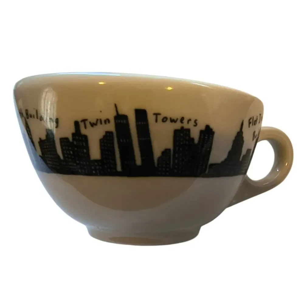 Homer Laughlin Fishs Eddy Cup Saucer Pair New York Skyline